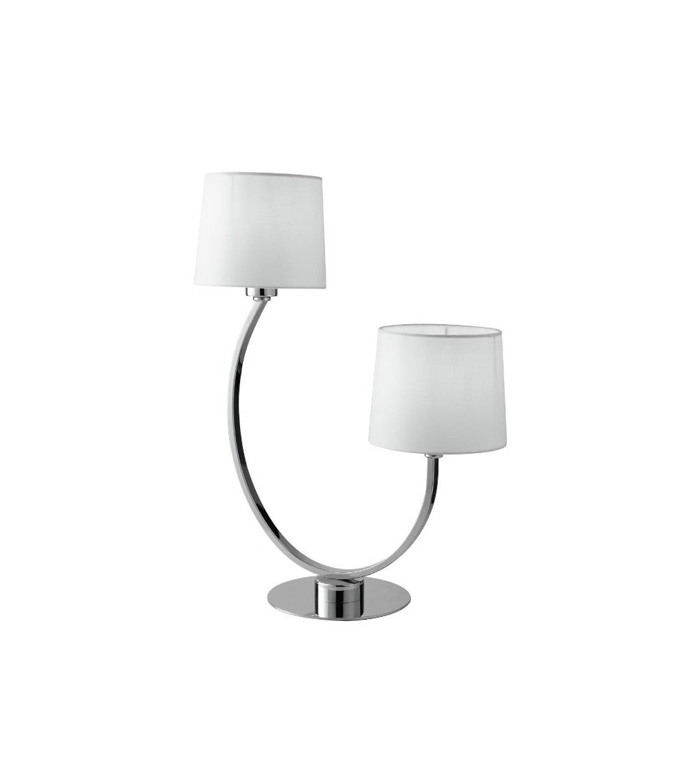 Lume 2 luci struttura metallo cromato paralumi tessuto bianco 2XE27 non incl. ASTORIA Lume 2 luci struttura metallo cromato paralumi tessuto bianco 2XE27 non incl. ASTORIA